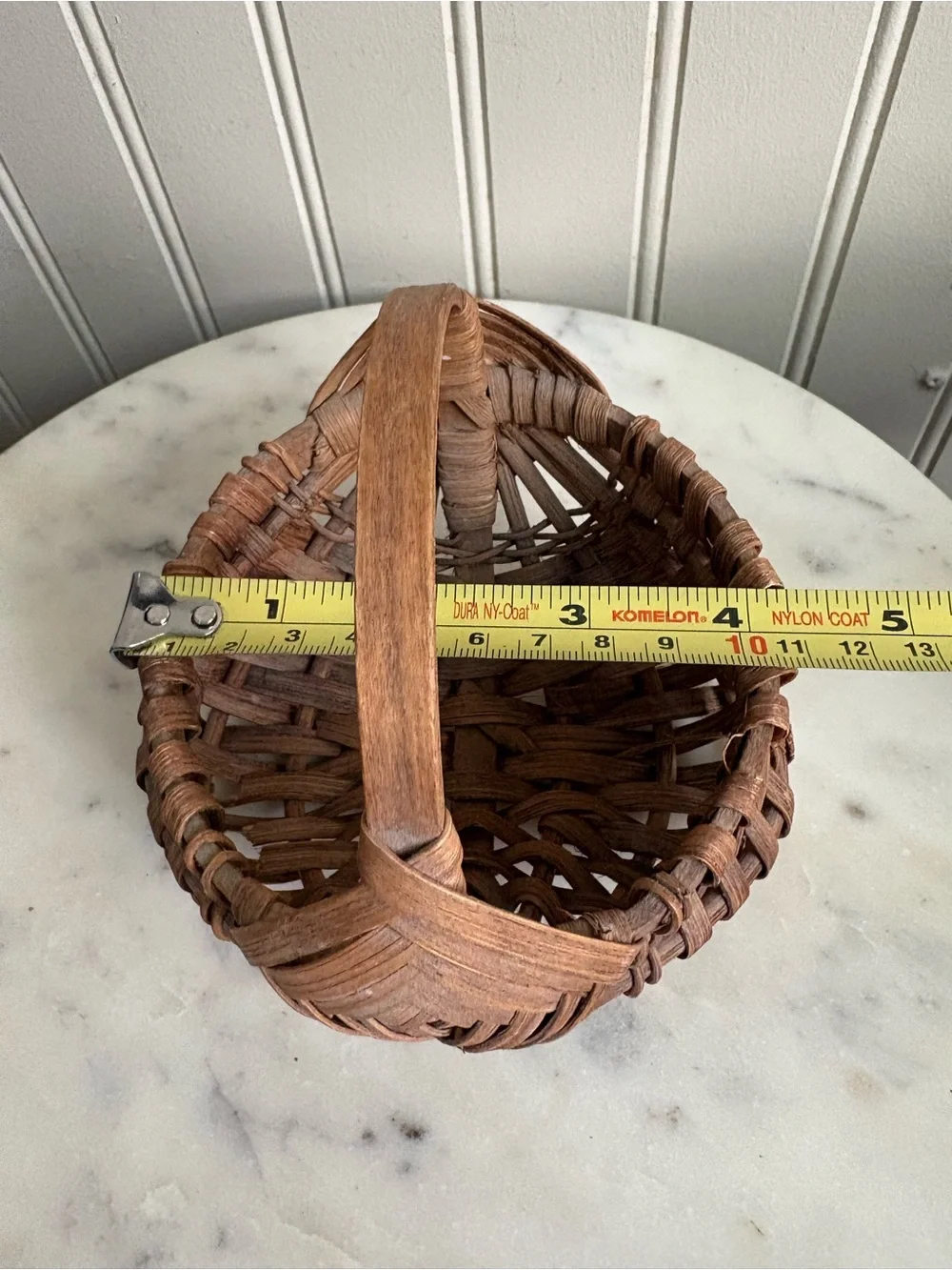 Vintage Miniature Eye of God Woven Buttocks Basket Brown Handmade VTG Grandma